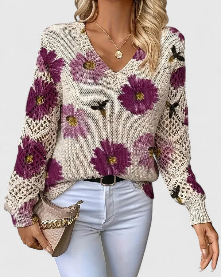 Aurélie | Pull élégant à motif floral