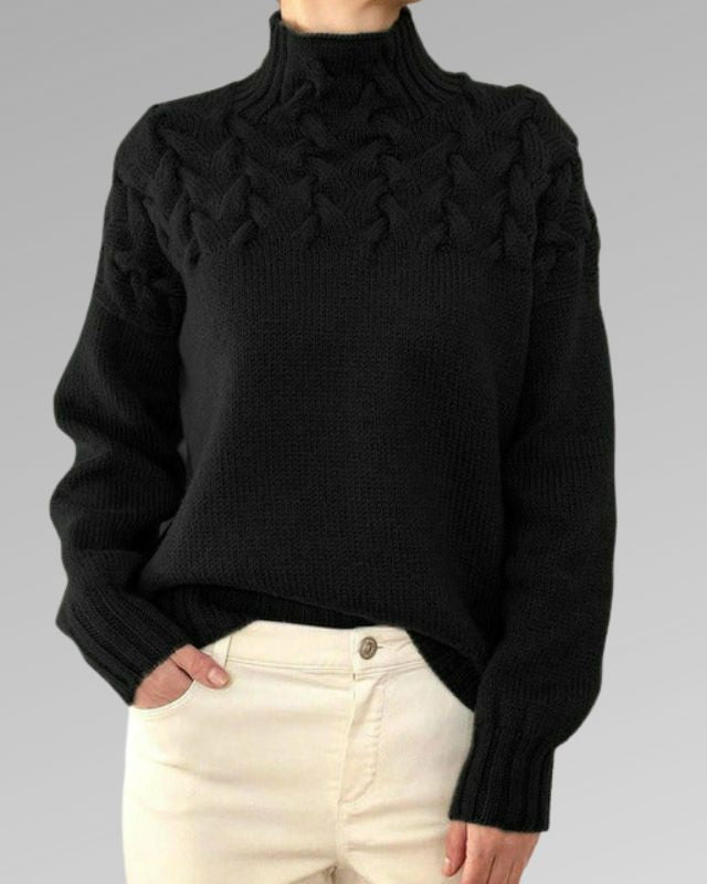 Juliette | Pull à col roulé en maille pour femme – pull torsadé pour une sensation de confort douillet