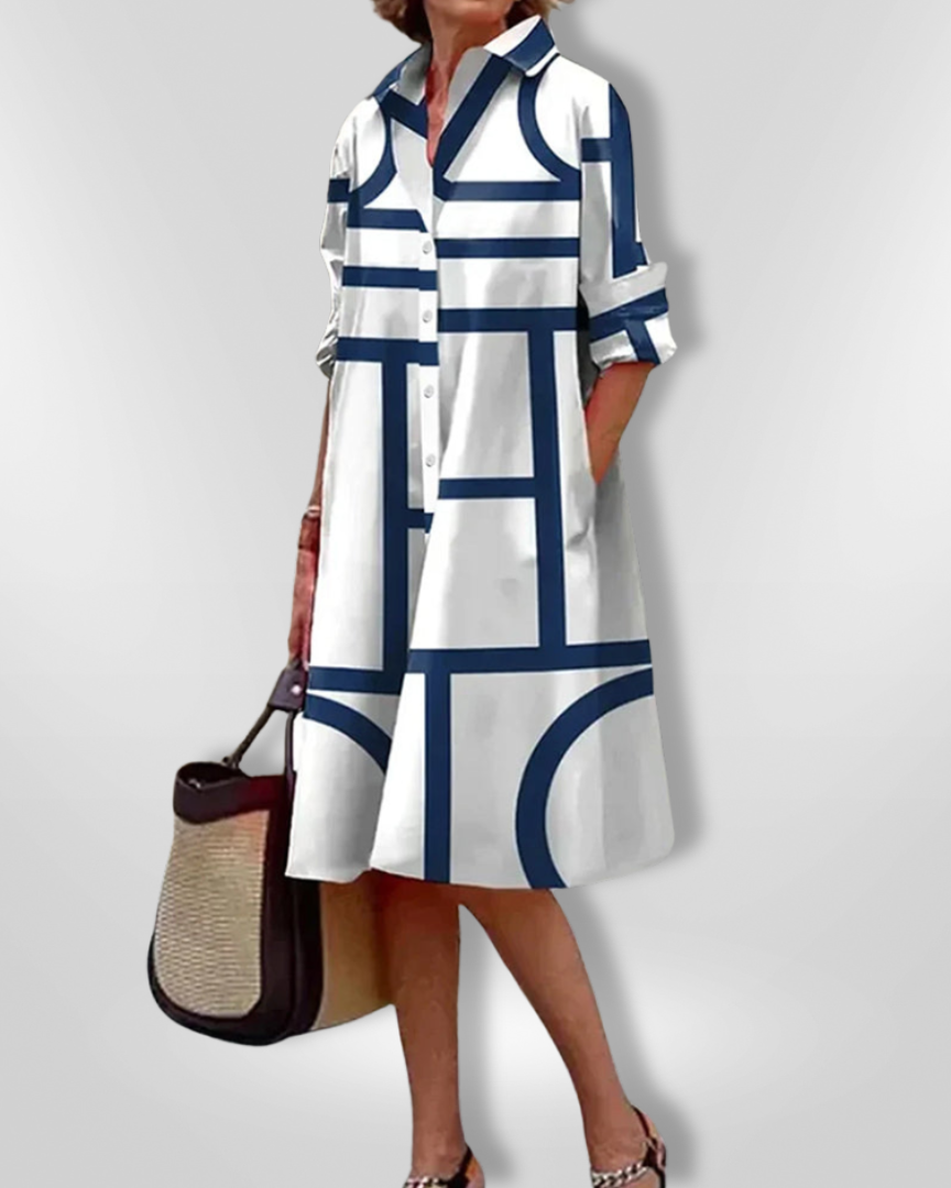 Helena™ | Robe midi à motif géométrique