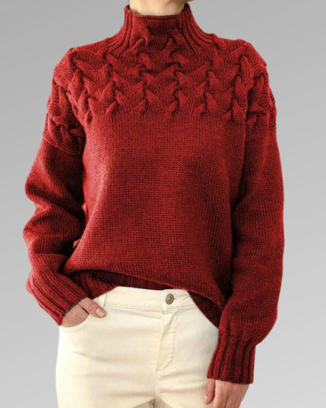 Juliette | Pull à col roulé en maille pour femme – pull torsadé pour une sensation de confort douillet