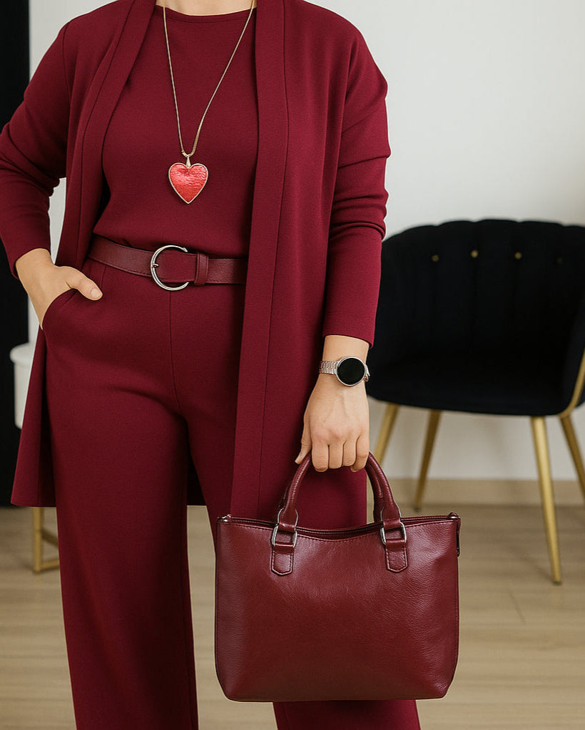 Élégance Trois | Ensemble 3 pièces élégant – cardigan, haut et pantalon