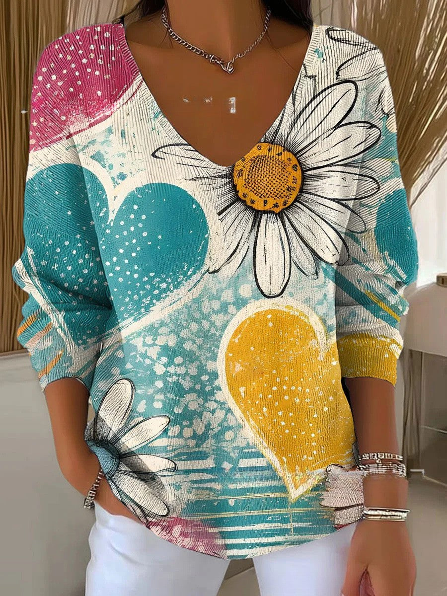 Clara – Pull coloré à col en V avec coupe élégante