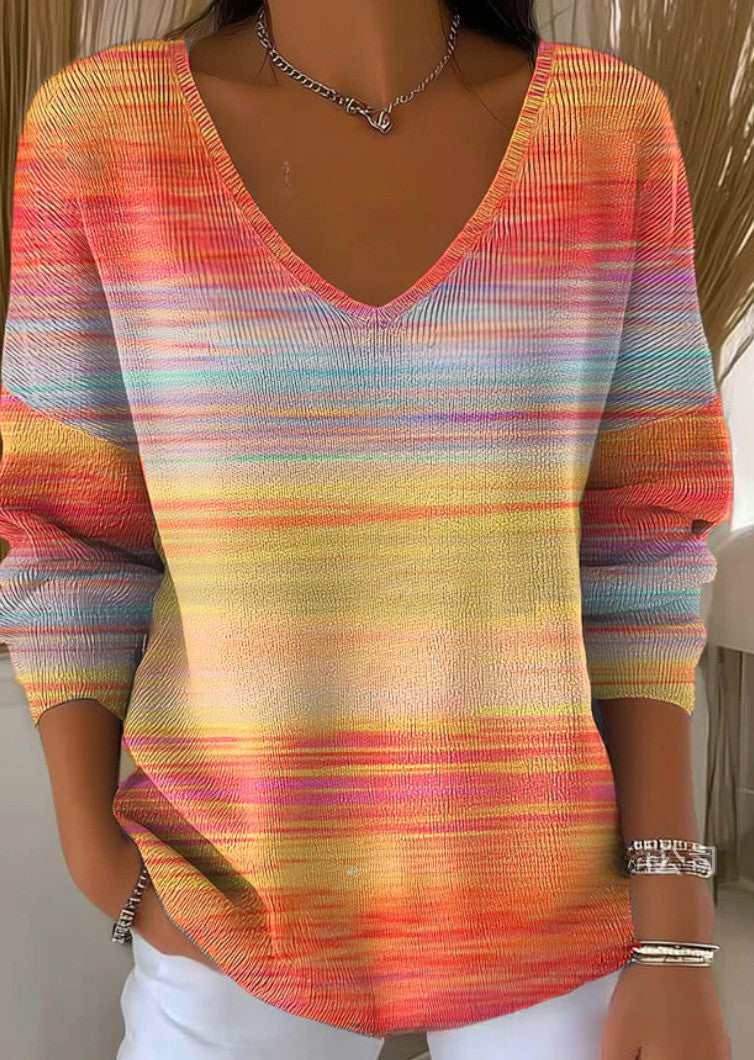 Clara – Pull coloré à col en V avec coupe élégante