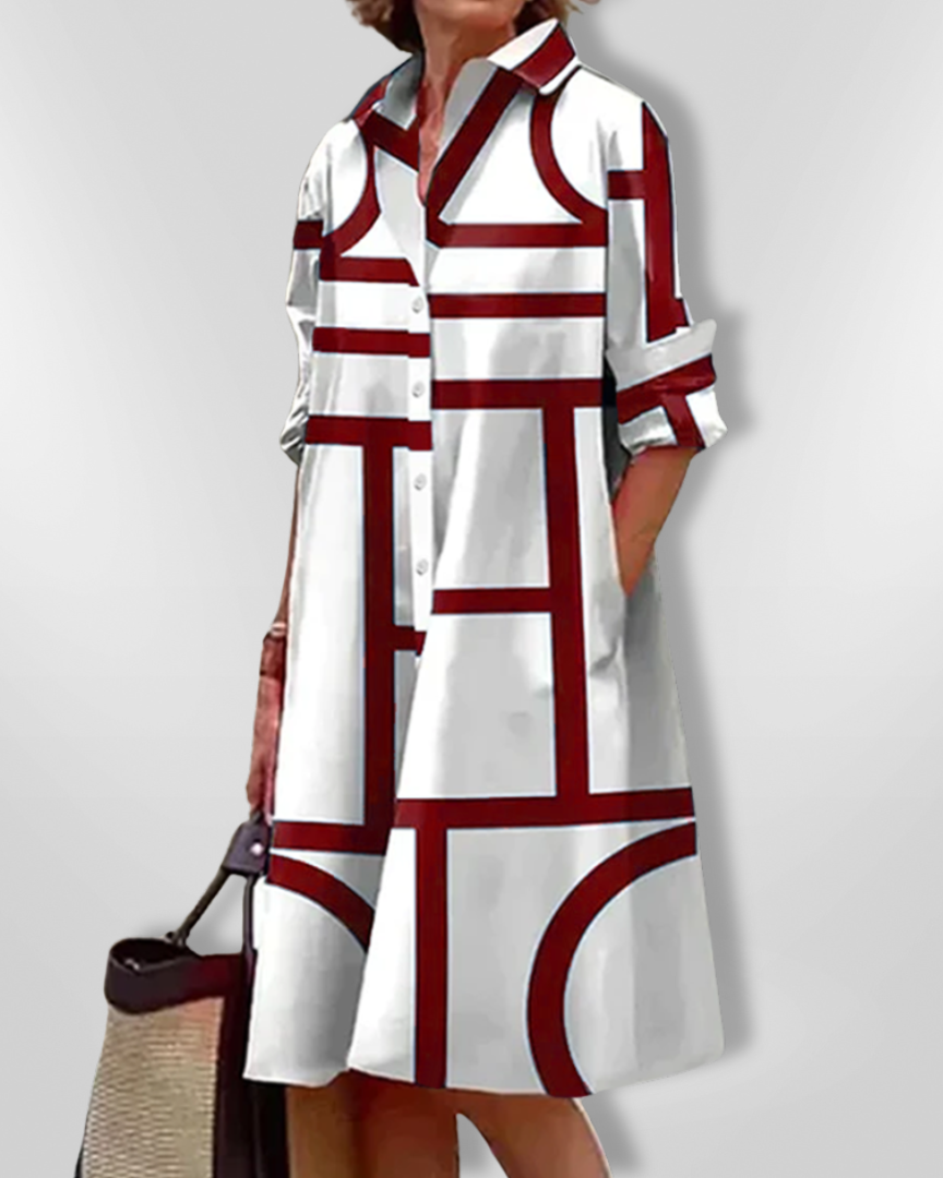 Helena™ | Robe midi à motif géométrique