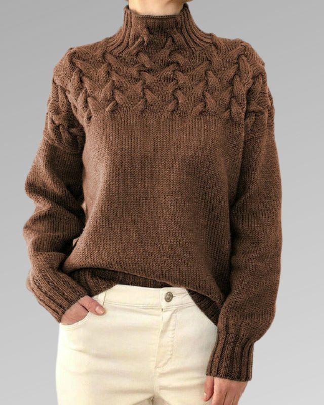 Juliette | Pull à col roulé en maille pour femme – pull torsadé pour une sensation de confort douillet