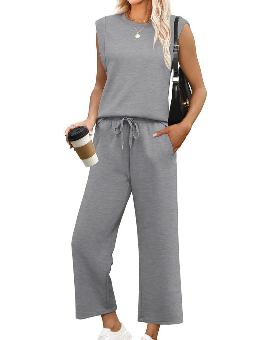 Louise™ | ensemble débardeur à épaulettes larges et pantalon ample pour femme
