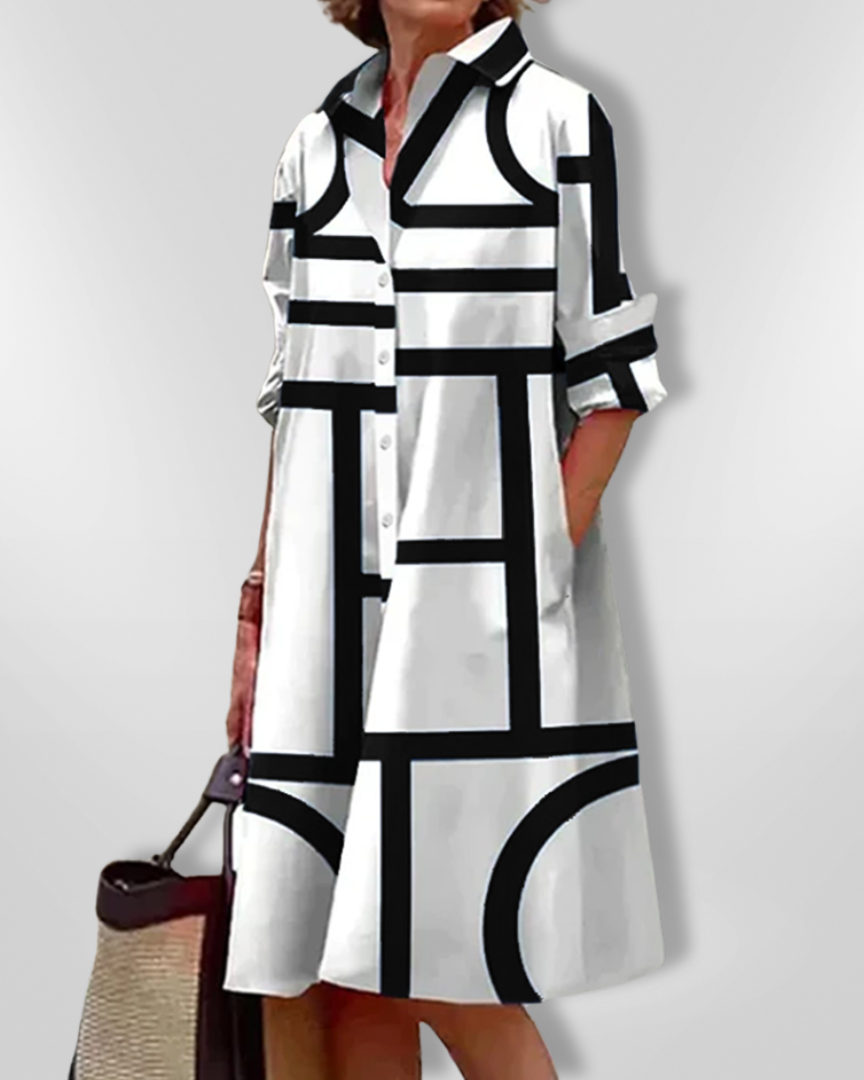 Helena™ | Robe midi à motif géométrique