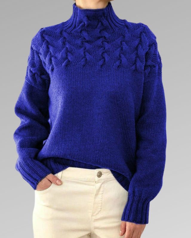 Juliette | Pull à col roulé en maille pour femme – pull torsadé pour une sensation de confort douillet