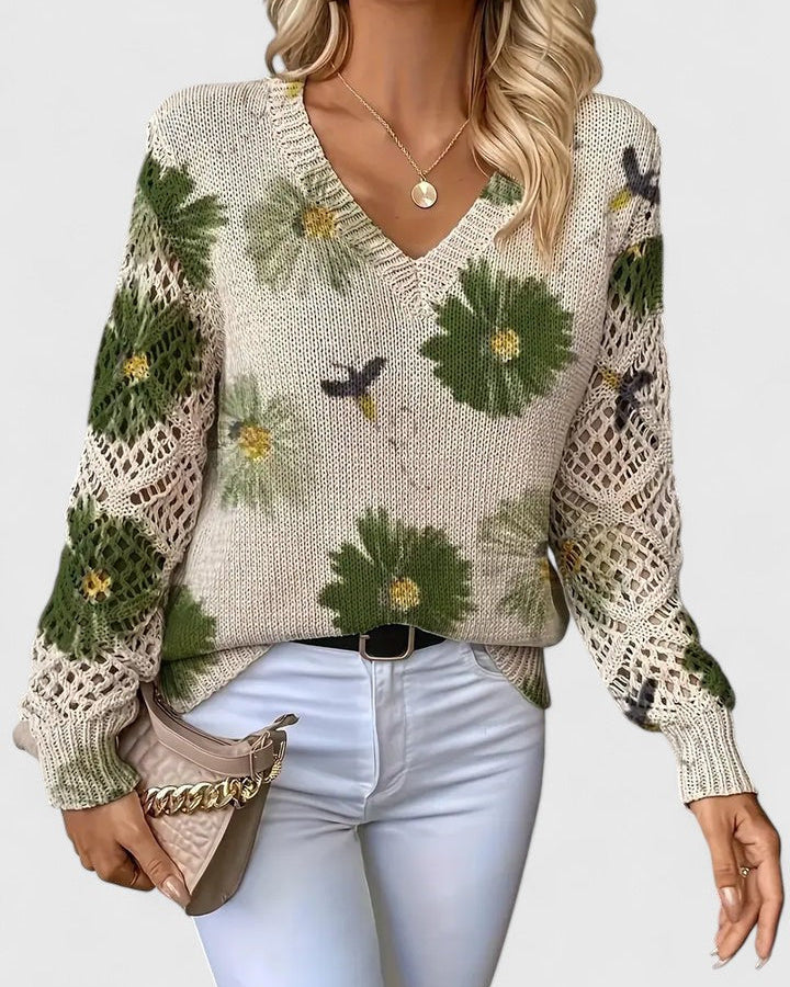 Aurélie | Pull élégant à motif floral