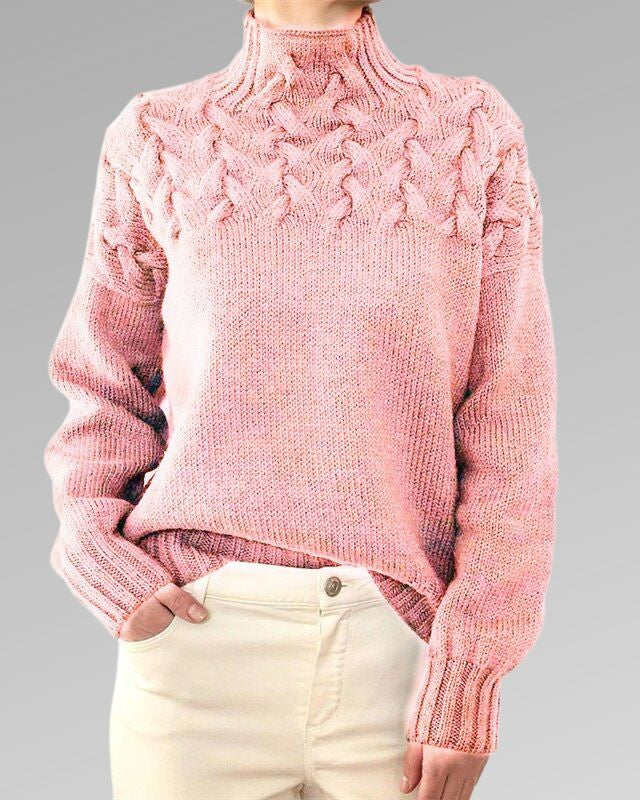 Juliette | Pull à col roulé en maille pour femme – pull torsadé pour une sensation de confort douillet