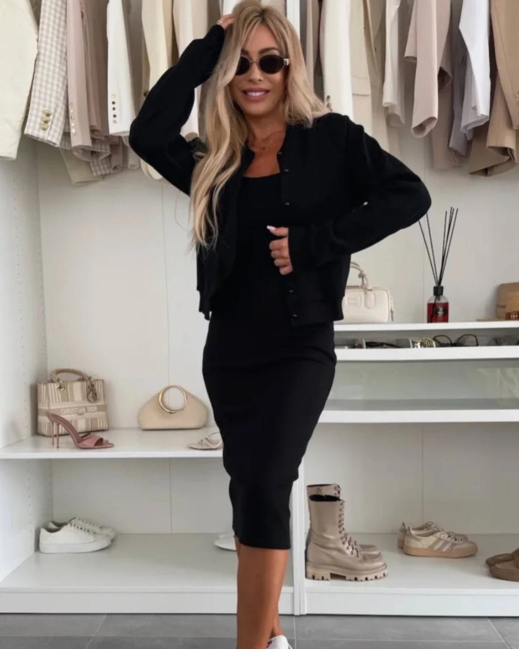 Karin™ | Ensemble robe midi et bomber jacket
