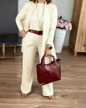 Élégance Trois | Ensemble 3 pièces élégant – cardigan, haut et pantalon