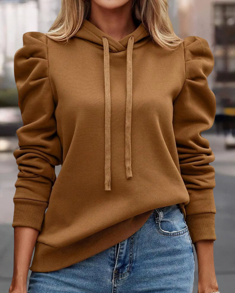 Belle Épaule | Sweat à capuche tendance pour femme, avec élégantes manches bouffantes – parfait pour un look chic et décontracté.