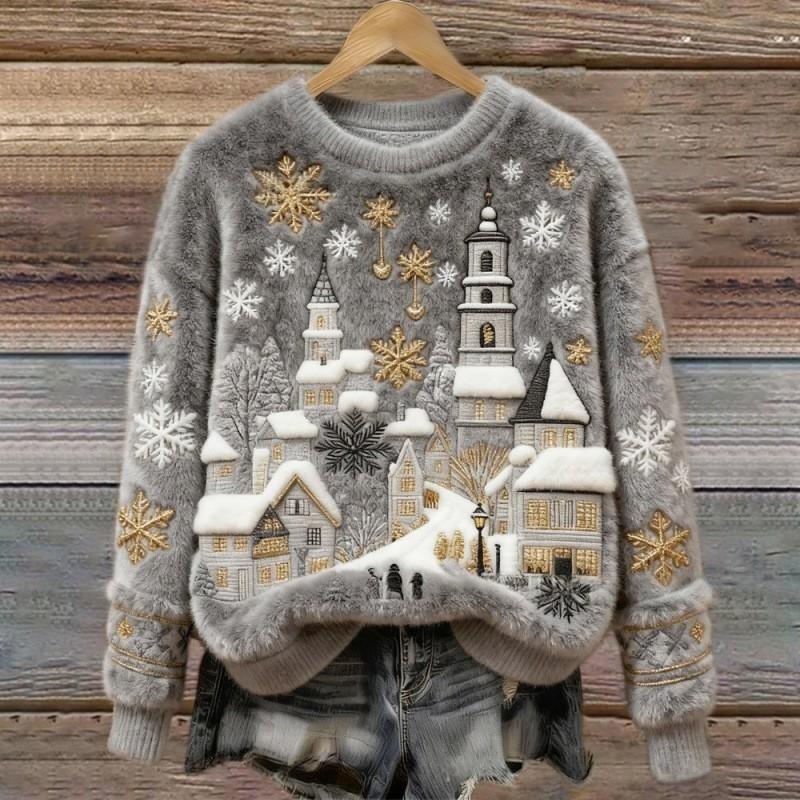 Velariv | Winter Village Fluffy Christmas Sweater
