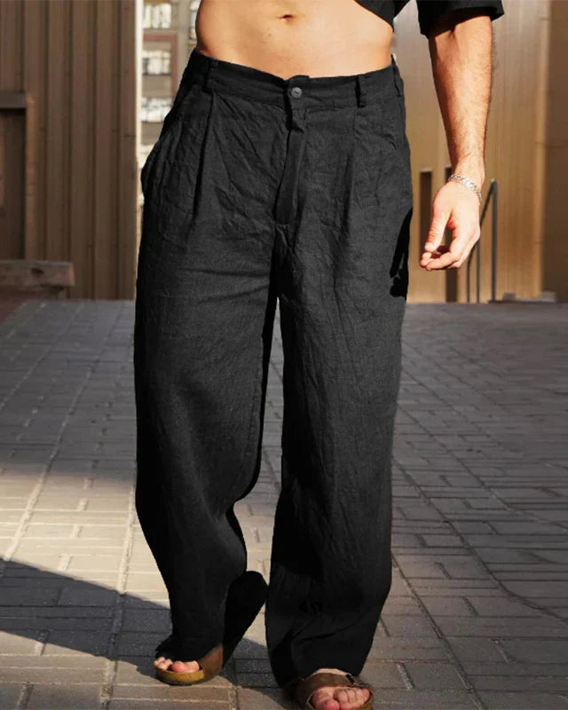 Laluna | Pantalon en lin élégant à jambes larges