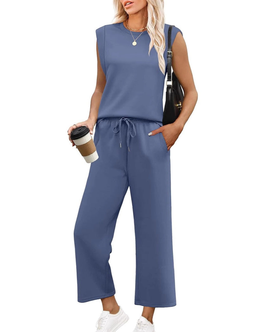 Louise™ | ensemble débardeur à épaulettes larges et pantalon ample pour femme