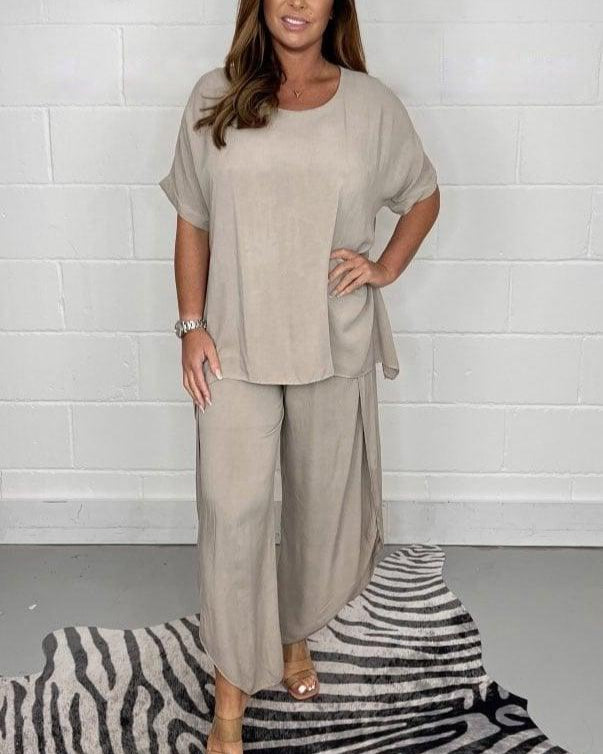 Marine™ | ensemble fluide deux pièces avec blouse et jupe-pantalon pour femme