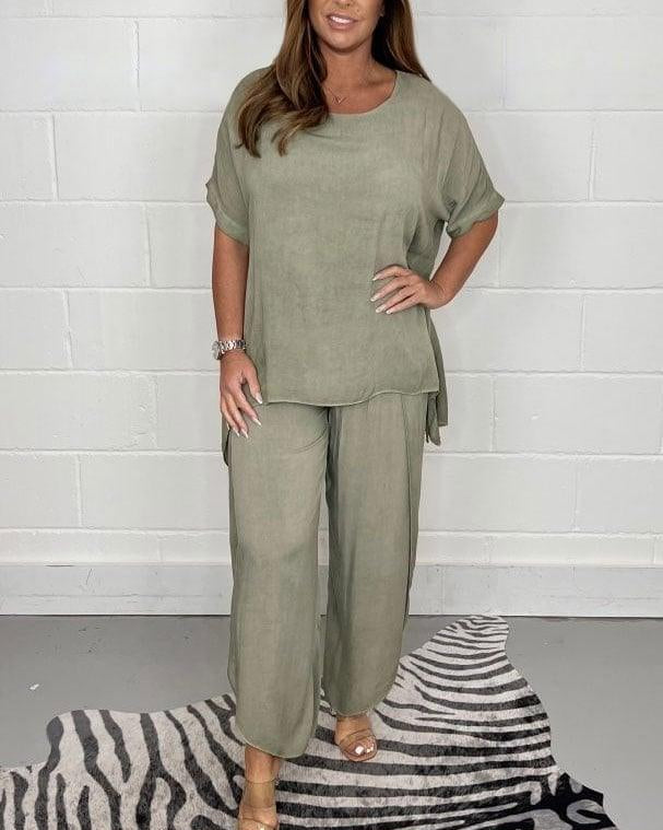 Marine™ | ensemble fluide deux pièces avec blouse et jupe-pantalon pour femme