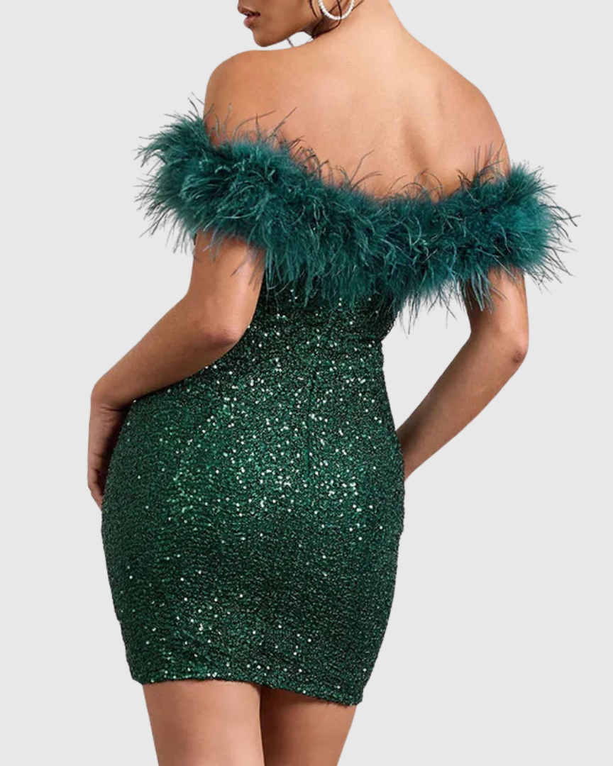 Adriana | Robe Élégante à Épaules Dénudées et Paillettes