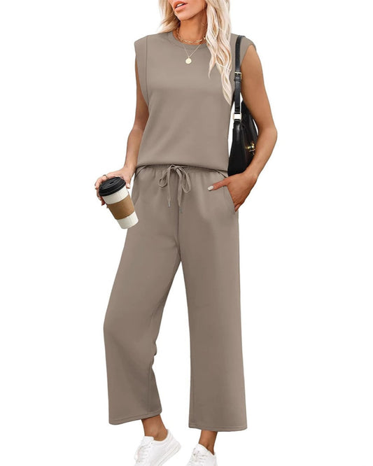 Louise™ | ensemble débardeur à épaulettes larges et pantalon ample pour femme