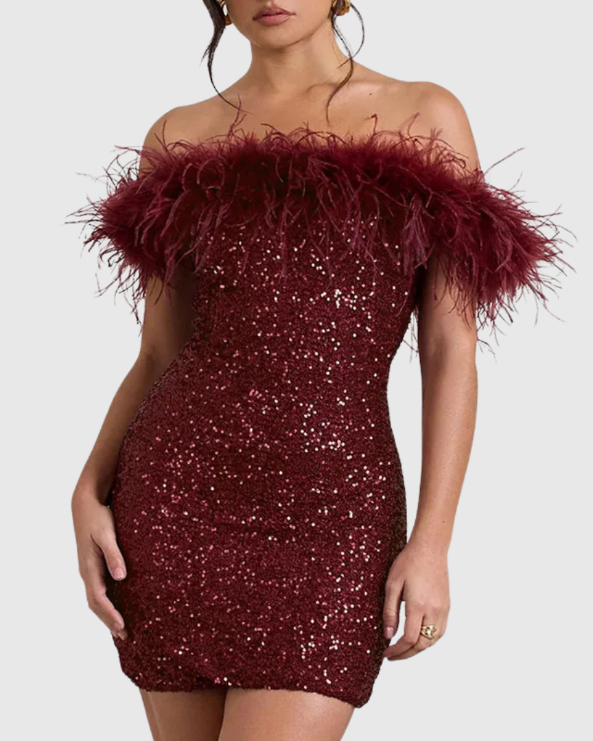 Adriana | Robe Élégante à Épaules Dénudées et Paillettes