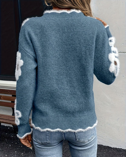 Camille – Pull à Fleurs Élégant