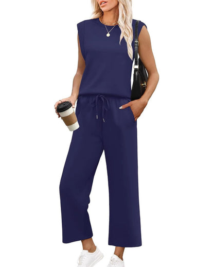 Louise™ | ensemble débardeur à épaulettes larges et pantalon ample pour femme