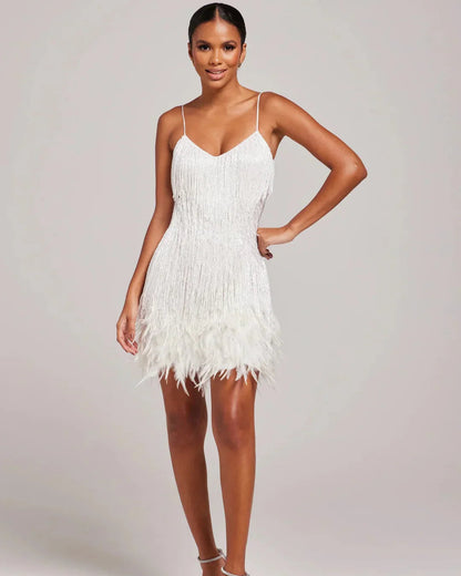 Alicia | Robe Mini à Plumes