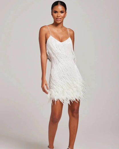 Alicia | Robe Mini à Plumes