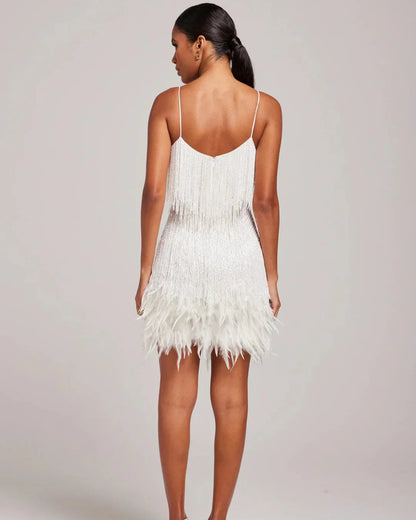 Alicia | Robe Mini à Plumes