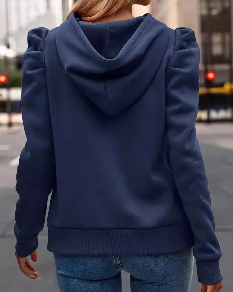 Belle Épaule | Sweat à capuche tendance pour femme, avec élégantes manches bouffantes – parfait pour un look chic et décontracté.