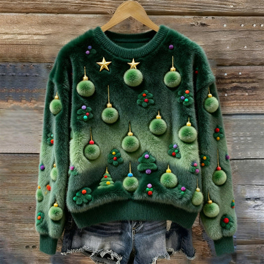 Velariv | Pom-Pom Christmas Tree Fluffy Sweater