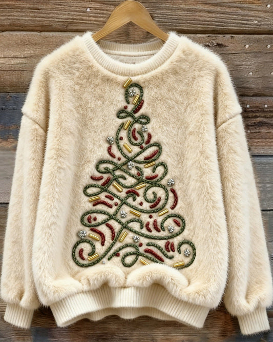 Élodiane | Pull de Noël Doux avec Sapin Fluffy