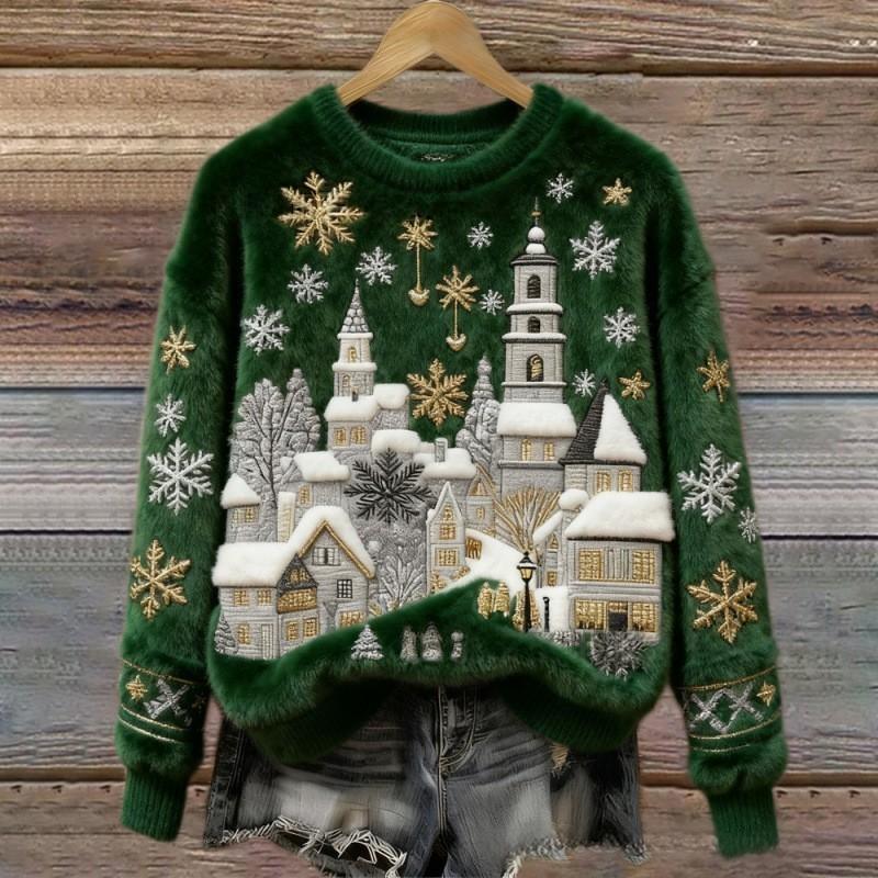 Velariv | Winter Village Fluffy Christmas Sweater