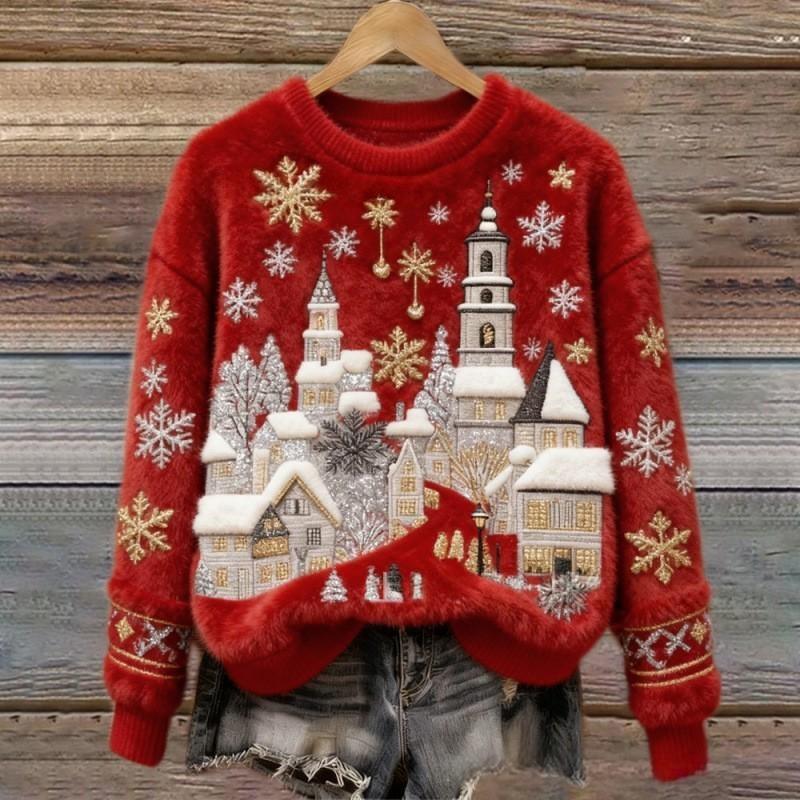 Velariv | Winter Village Fluffy Christmas Sweater