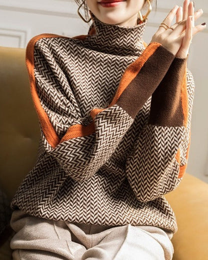 Vera | Pull à col montant à rayures contrastantes