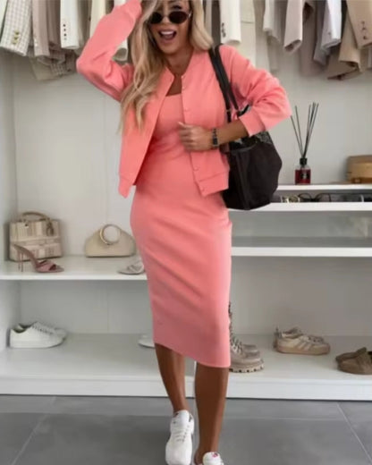 Karin™ | Ensemble robe midi et bomber jacket