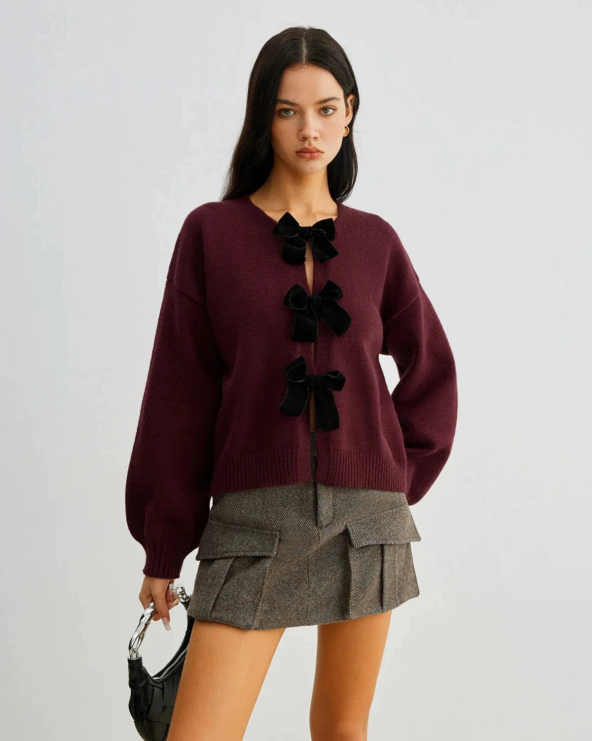 Colette | Gilet Tricoté à Nœud en Velours