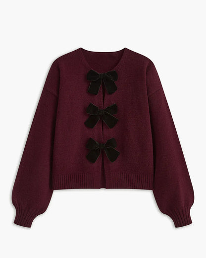 Colette | Gilet Tricoté à Nœud en Velours