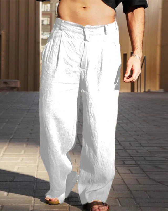 Laluna | Pantalon en lin élégant à jambes larges