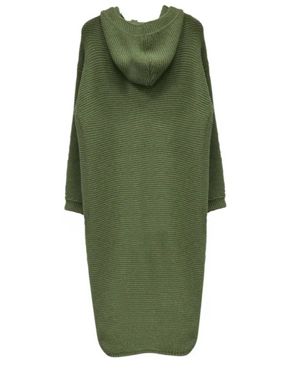 Élise — Cardigan Long à Capuche Tricoté Oversize