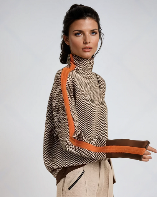 Vera | Pull à col montant à rayures contrastantes