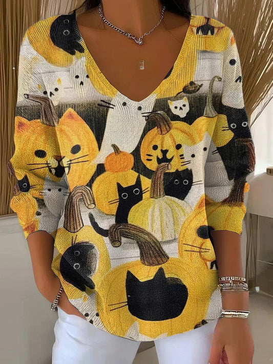 Clara – Pull coloré à col en V avec coupe élégante