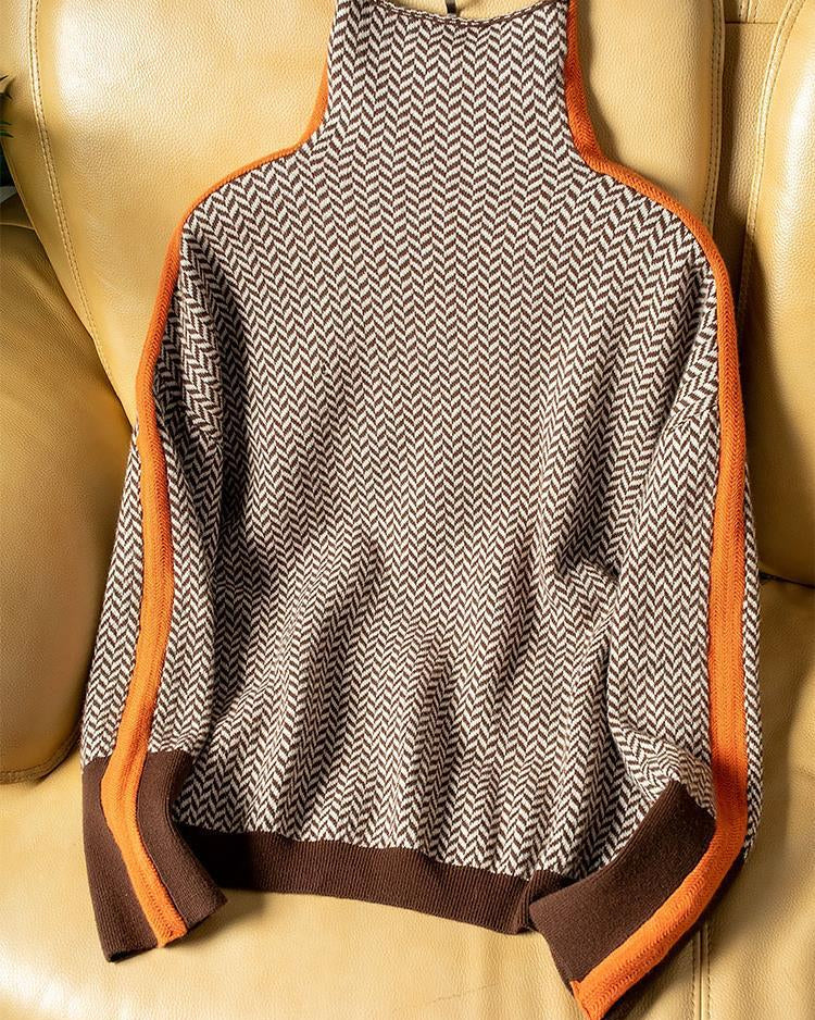 Vera | Pull à col montant à rayures contrastantes