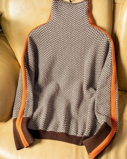 Vera | Pull à col montant à rayures contrastantes