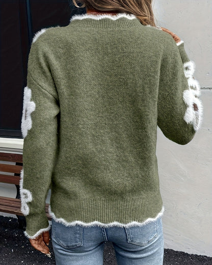 Camille – Pull à Fleurs Élégant