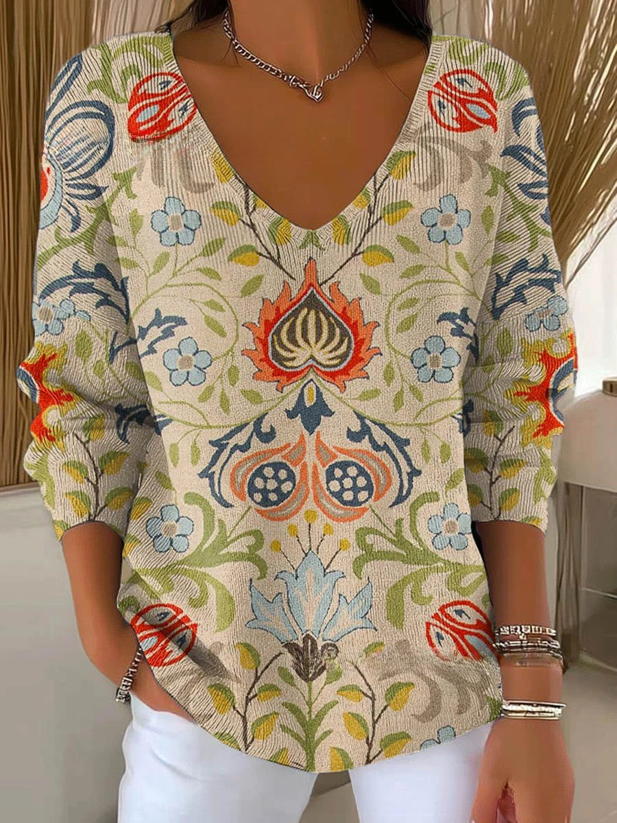 Clara – Pull coloré à col en V avec coupe élégante