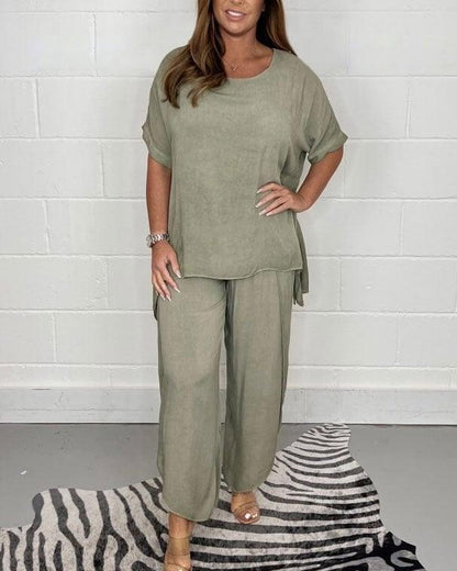 Marine™ | ensemble fluide deux pièces avec blouse et jupe-pantalon pour femme